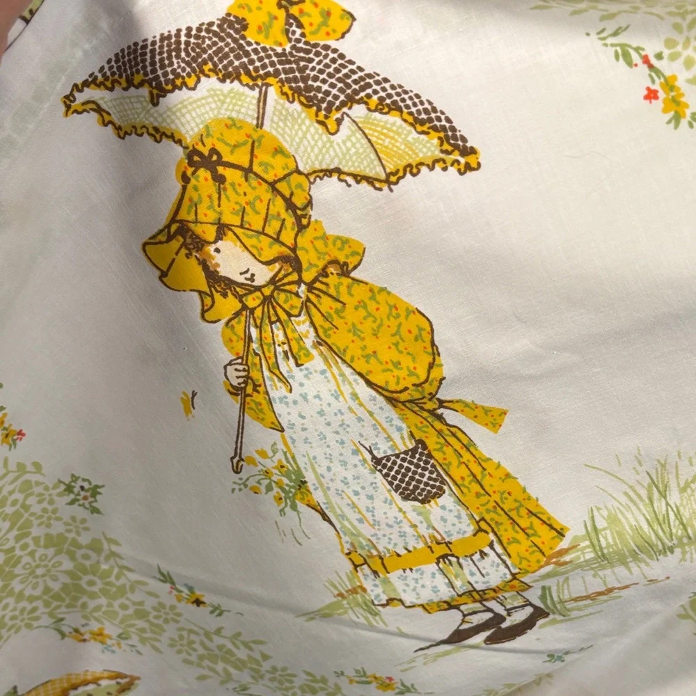 Holly Hobbie Yellow and White Vintage 1970’s Style‎ Bedding full flat 123